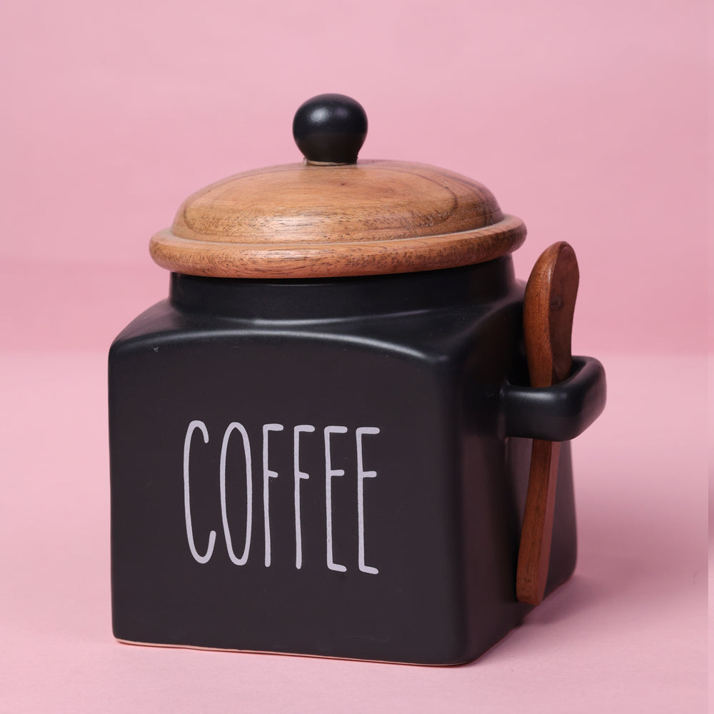 Mesmerising Matte Black Set Of 3 Tea, Coffee, Sugar Jar