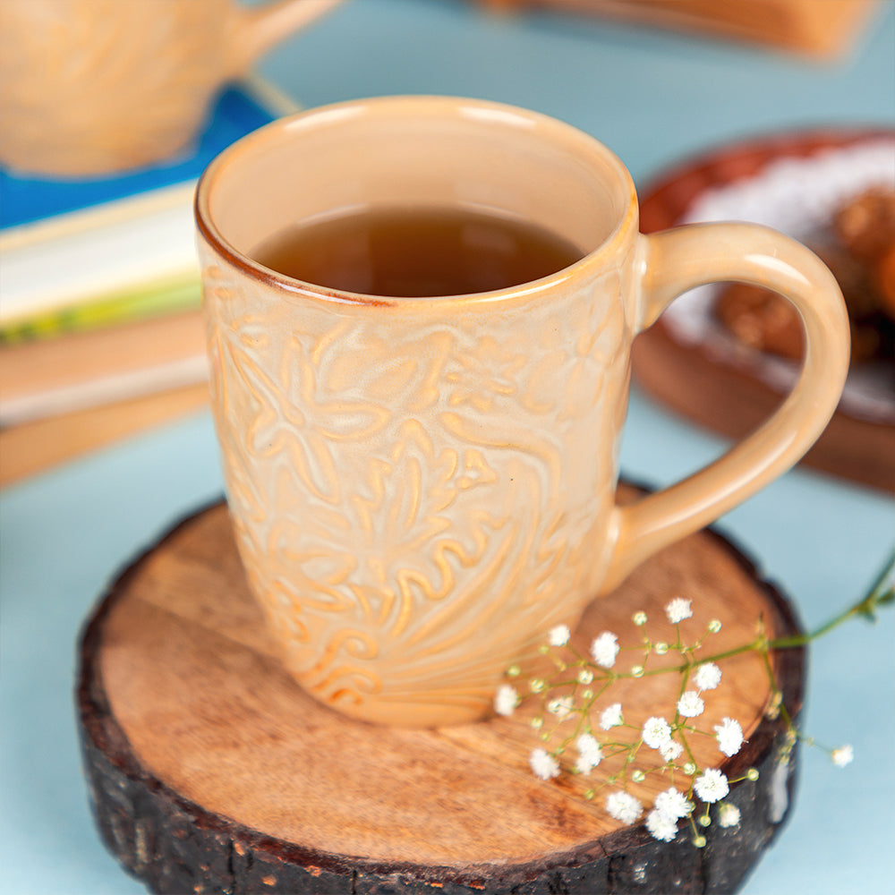 Crusty Cream Carved Mug