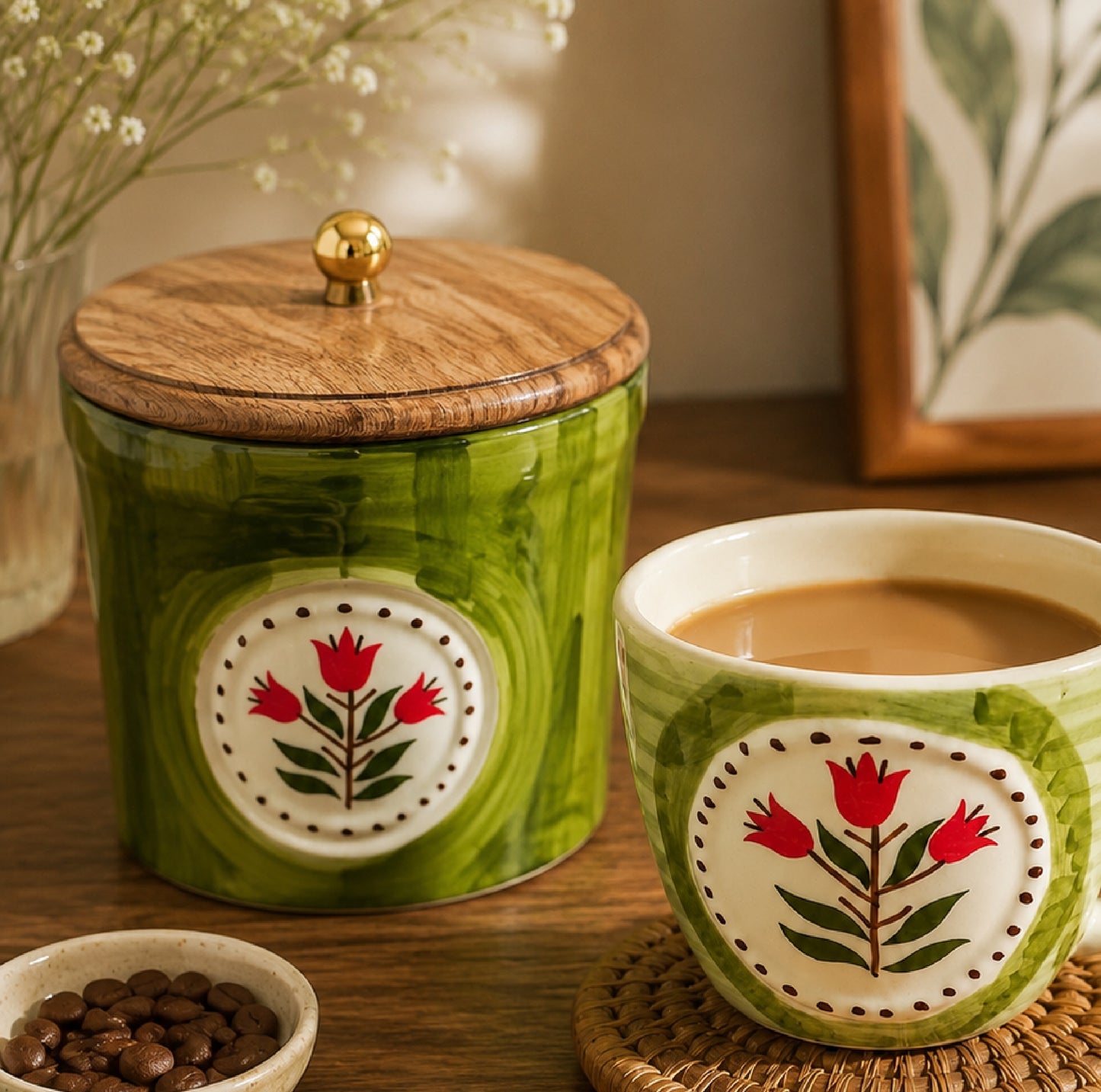 Olive Leaf Storage Jar