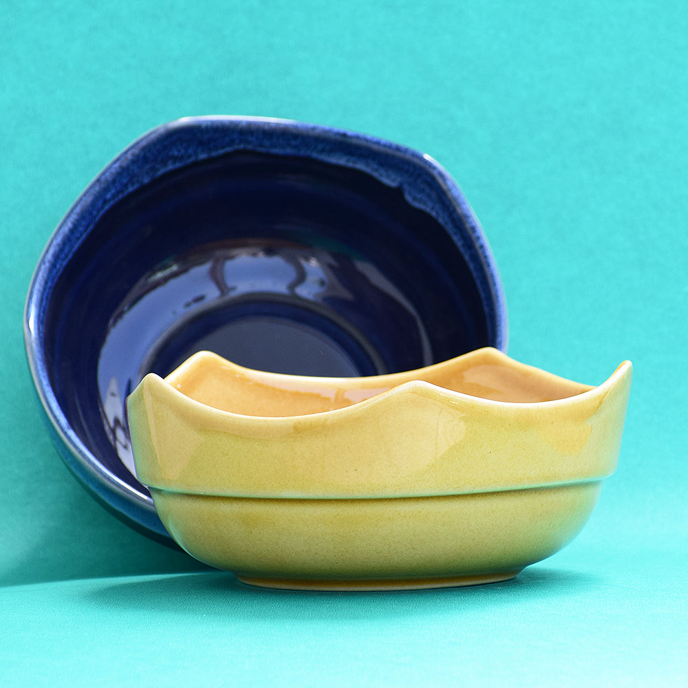Touch of Yellow and Blue Serving Bowl- Set of 2