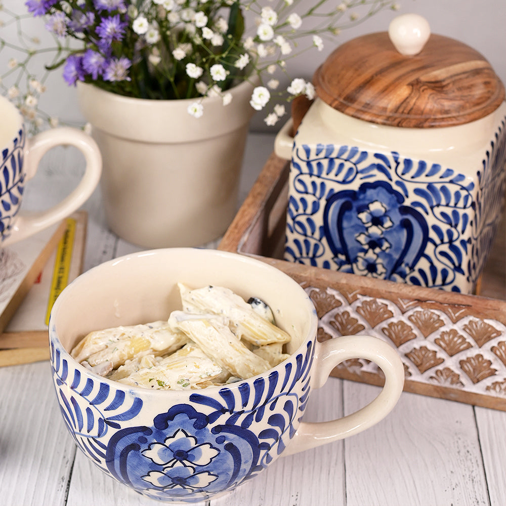 Blue Leafy Noodle Bowl