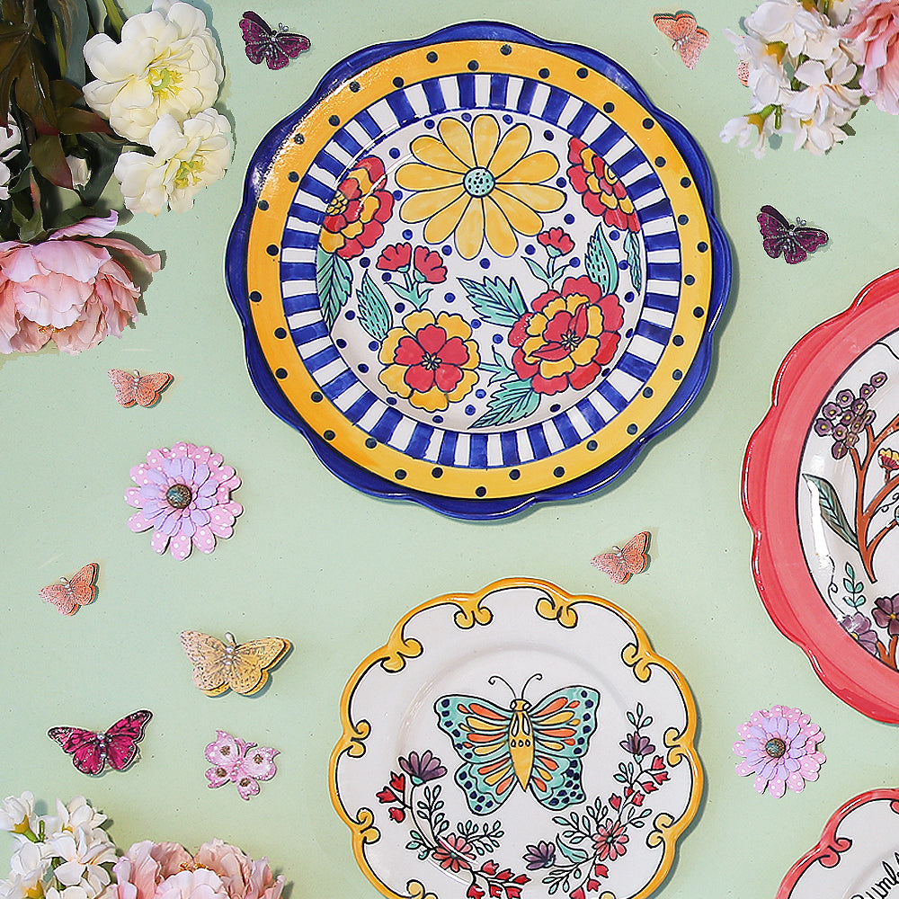 Five Shades of Blue Floral Wall Plate
