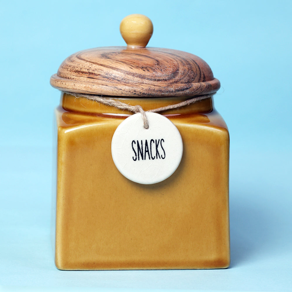 Glossy Caramel Yellow Snacks Storage Jar