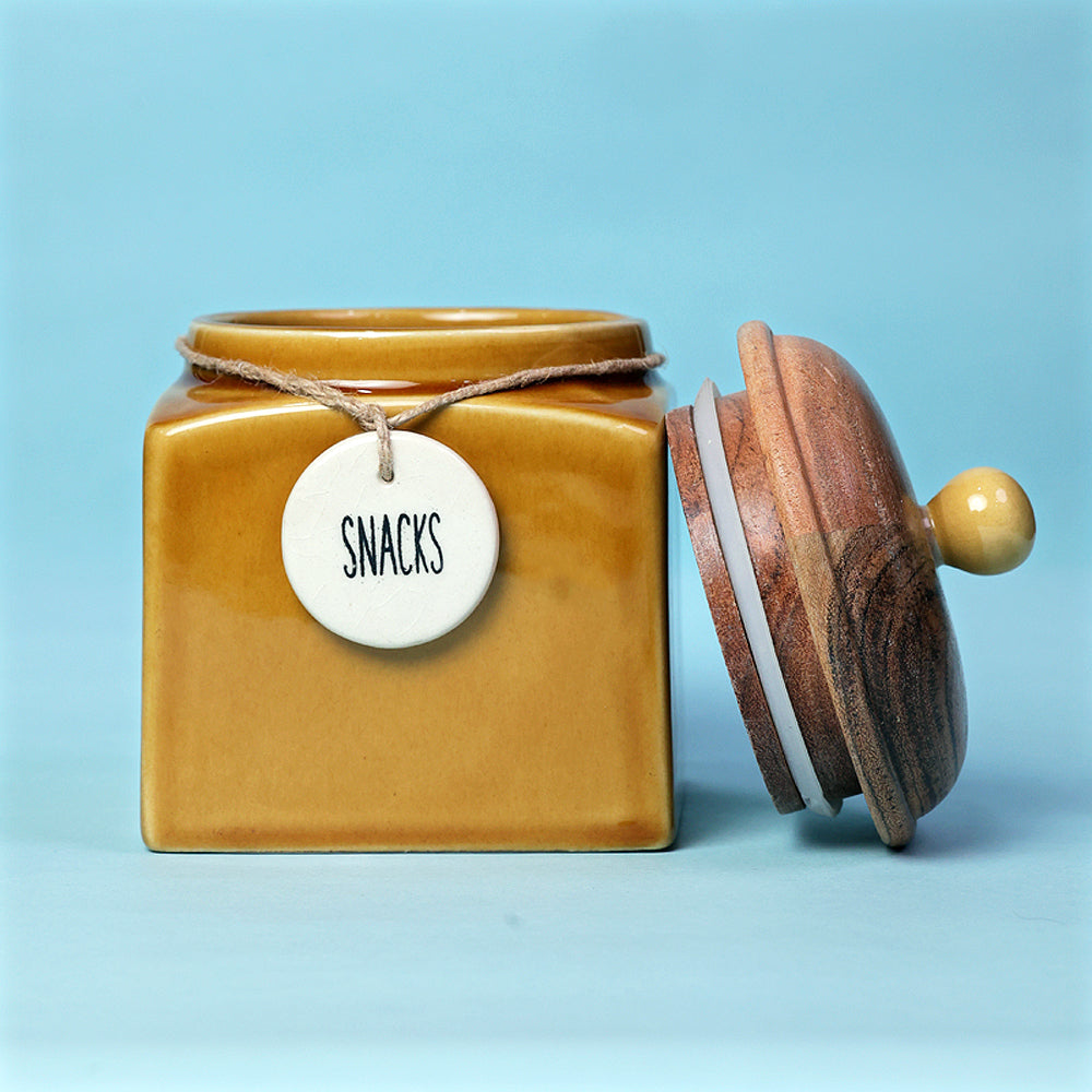 Glossy Caramel Yellow Snacks Storage Jar