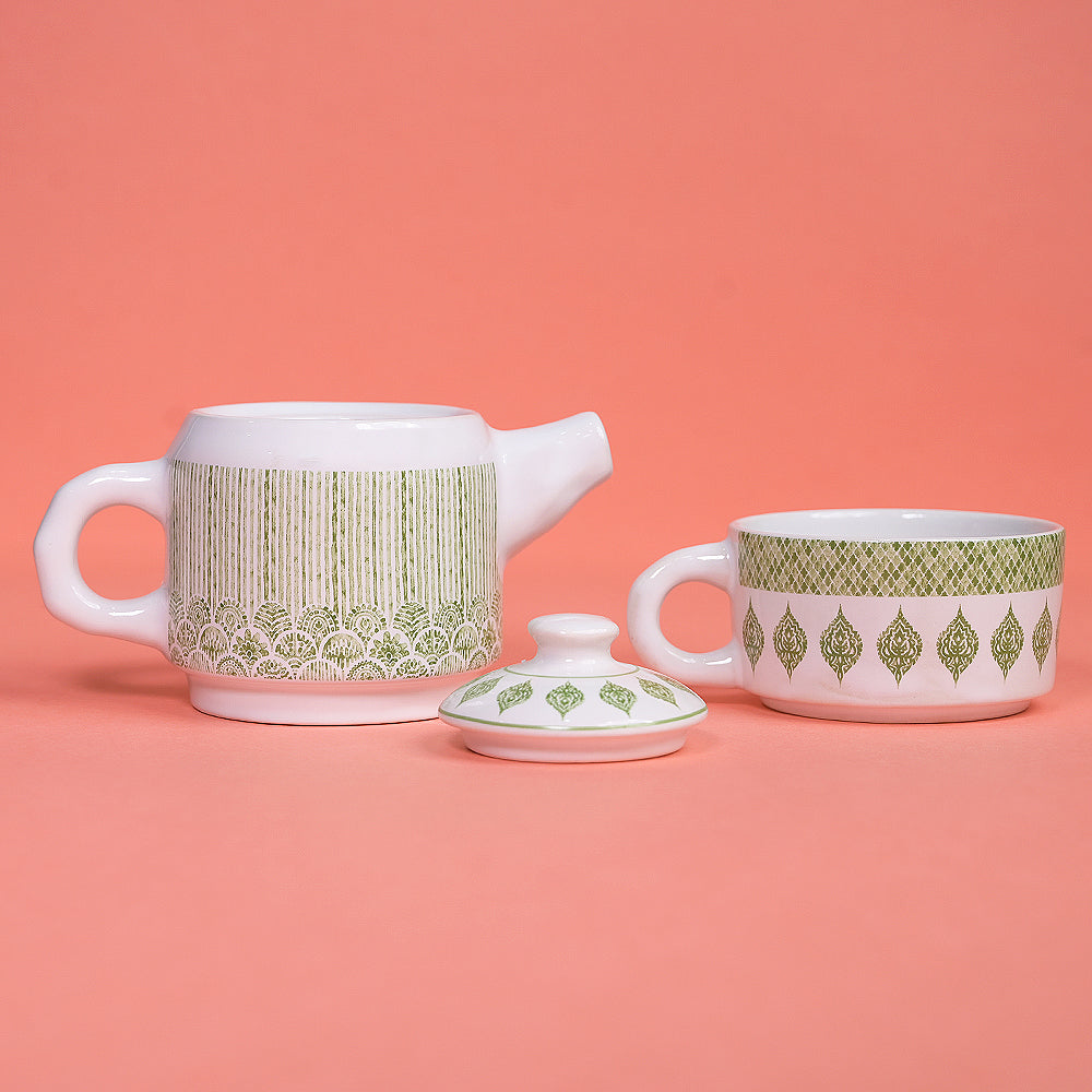 Rainforest Green Lined Teapot