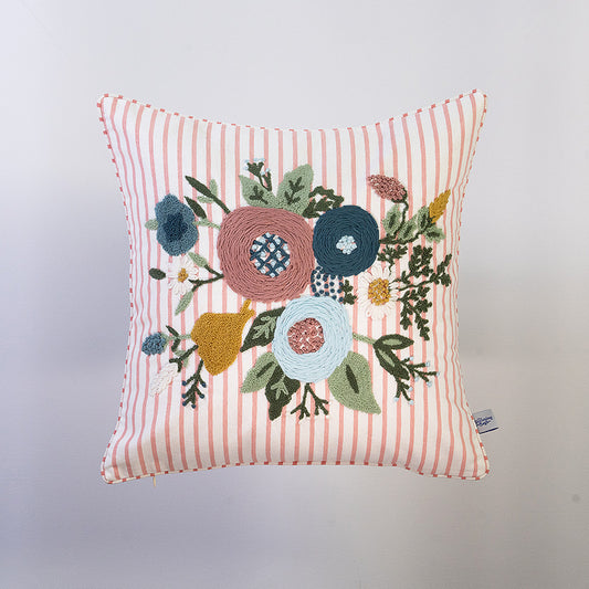Floral Stripe Symphony Cushion Cover