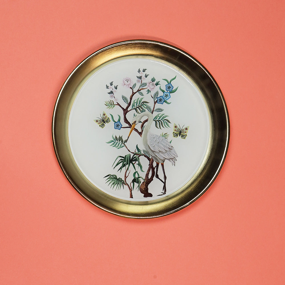 Birdie Garden White and Gold Wall Plate- Set of 3