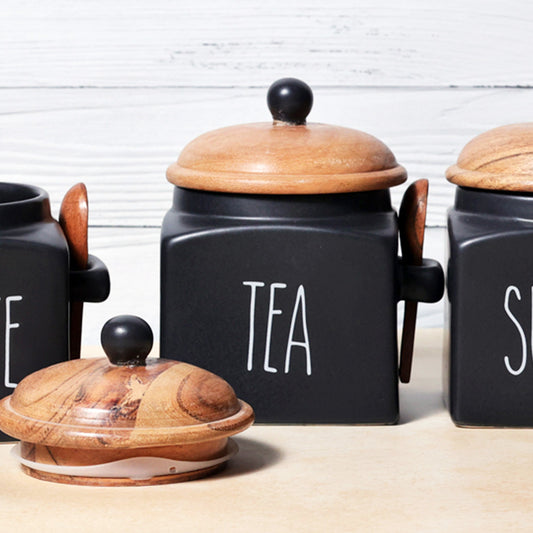 Mesmerising Matte Black Tea Storage Jar