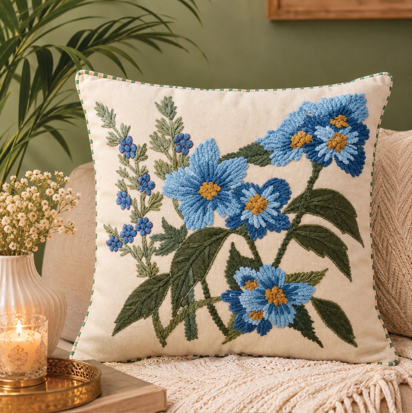 Blue Meadow Cushion Cover