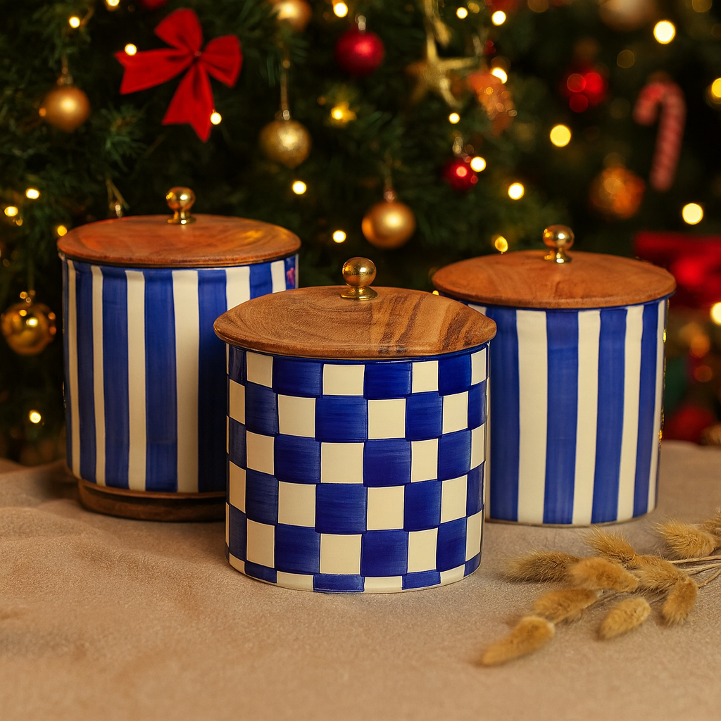 Tiled Tranquility Storage Jars- Set of 3