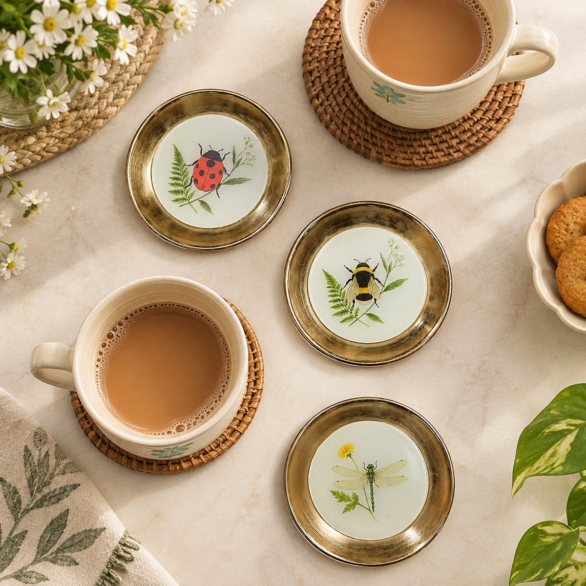 Golden Fauna Coaster Set