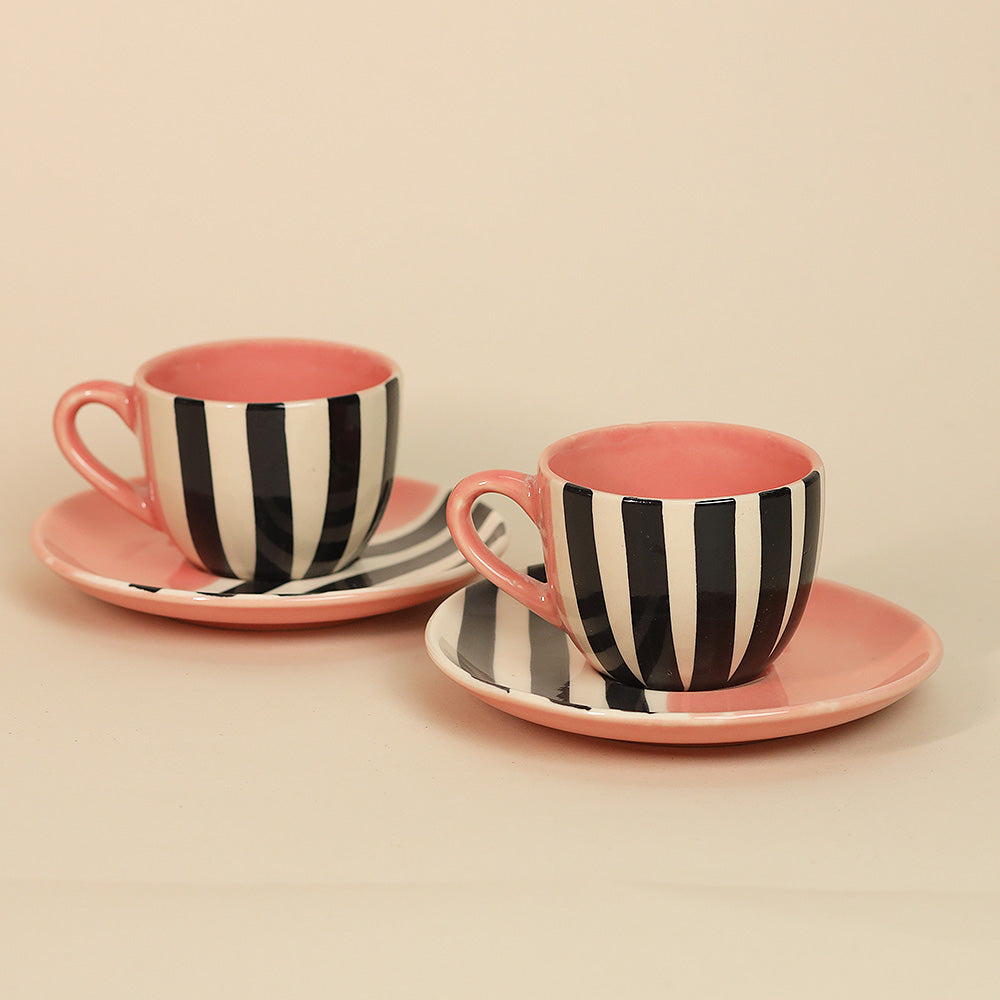 Half & Half Charm Cup & Saucer- Set of 2