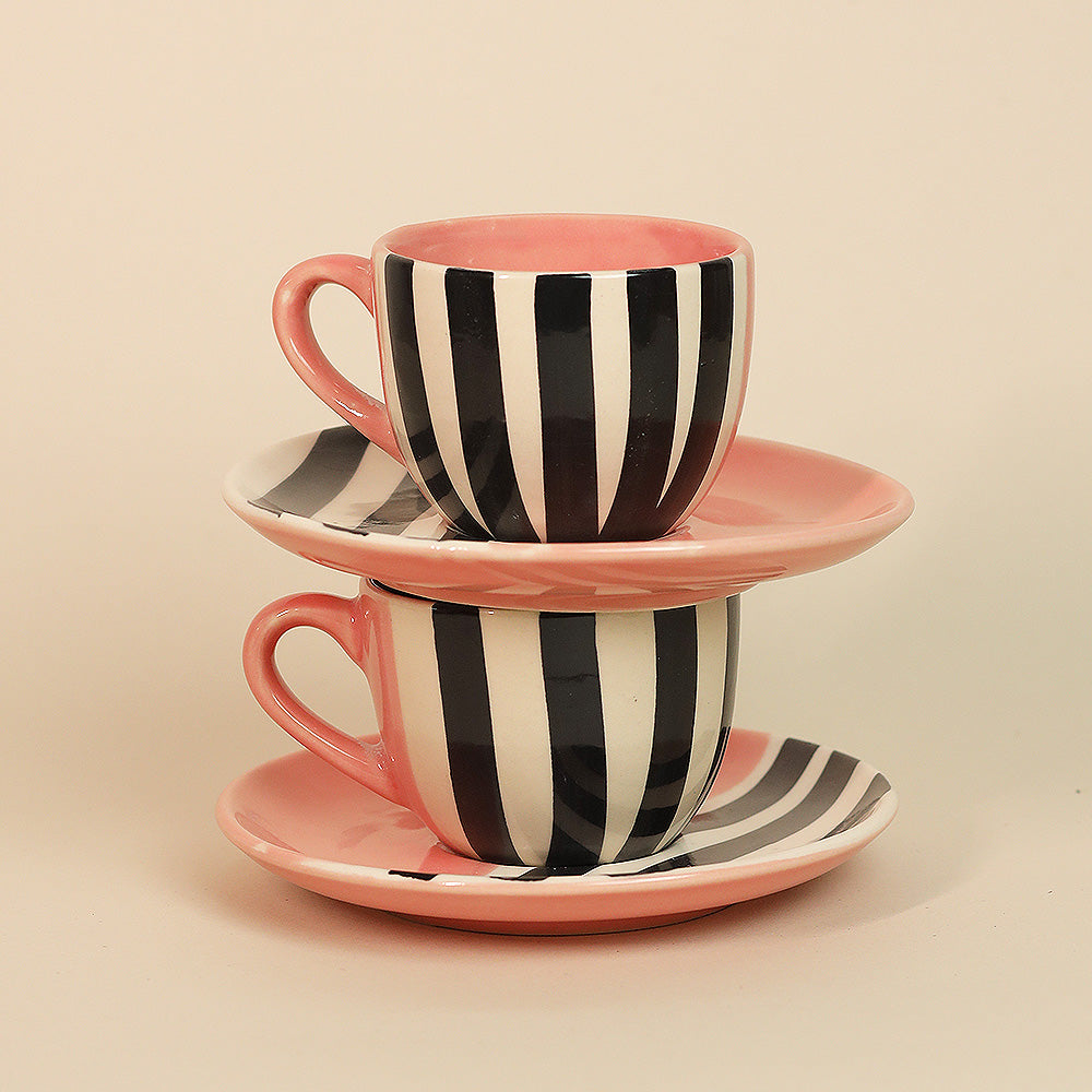 Half & Half Charm Cup & Saucer- Set of 2