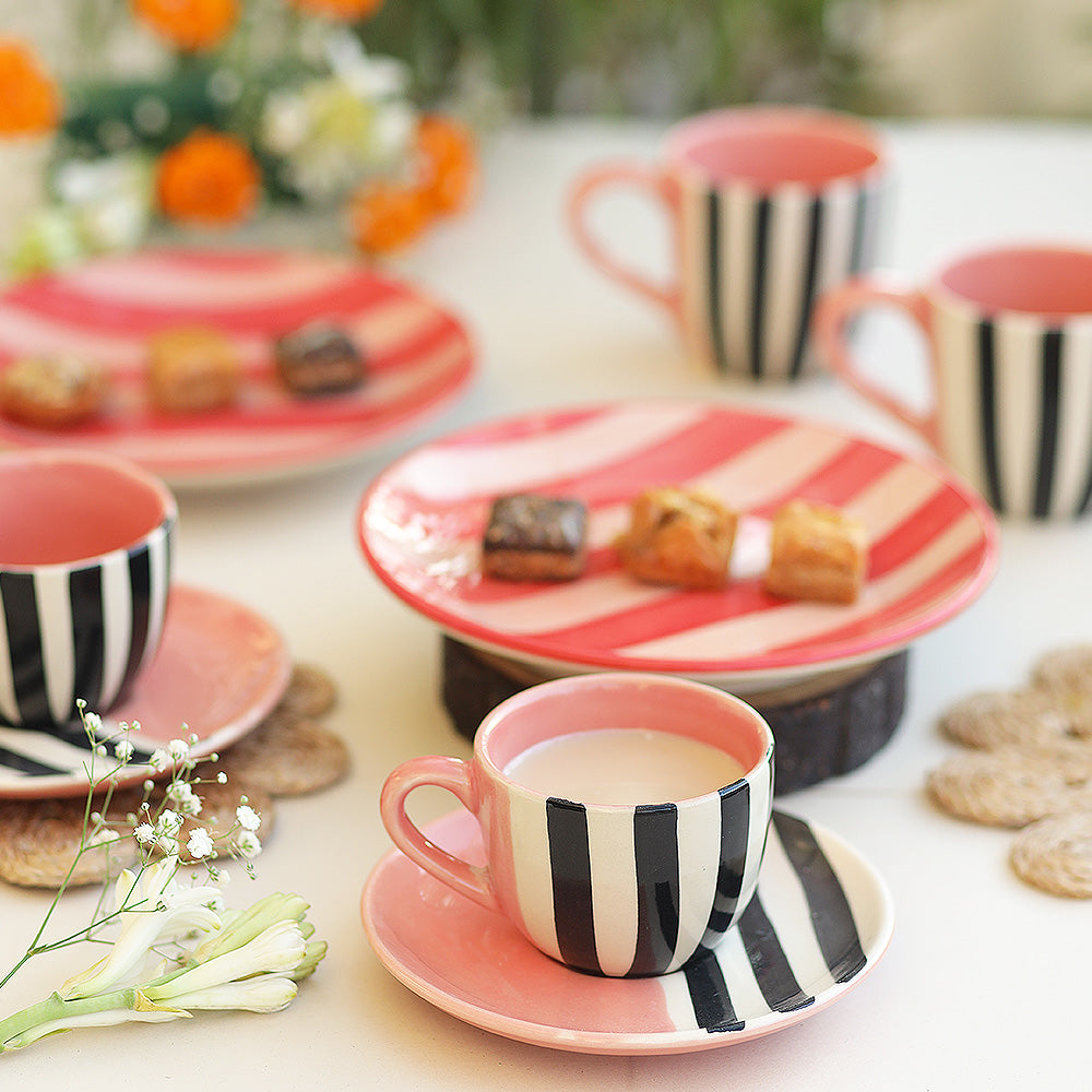 Half & Half Charm Cup & Saucer- Set of 2
