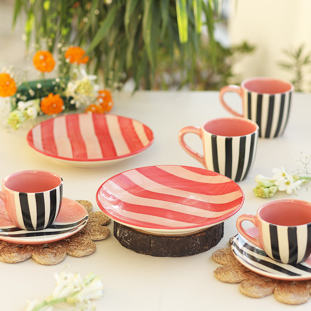 Half & Half Charm Cup & Saucer- Set of 2