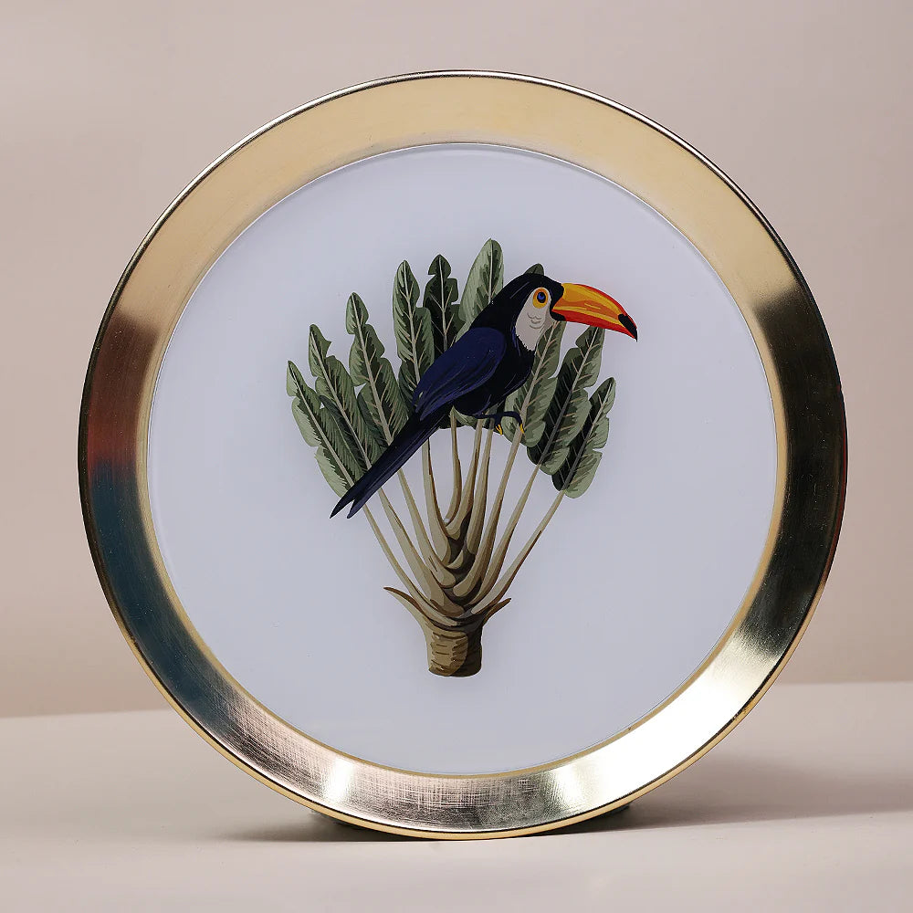 Mystic Jungle  White and Gold Wall Plates- Set of 3