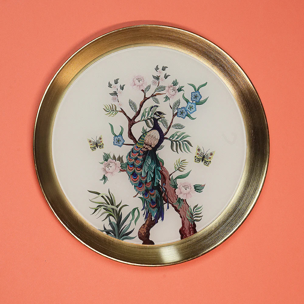 Floral Garden White & Gold Wall Plates- Set of 3