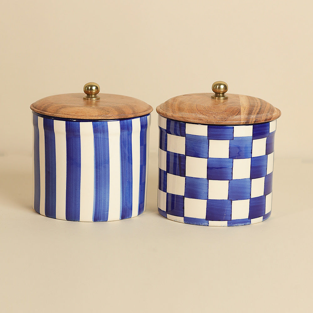 Tiled Tranquility Storage Jars- Set of 3