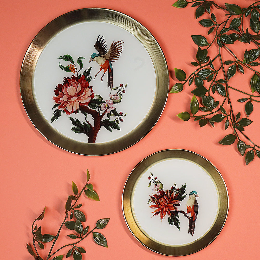 Tree Bird White & Gold Wall Plate