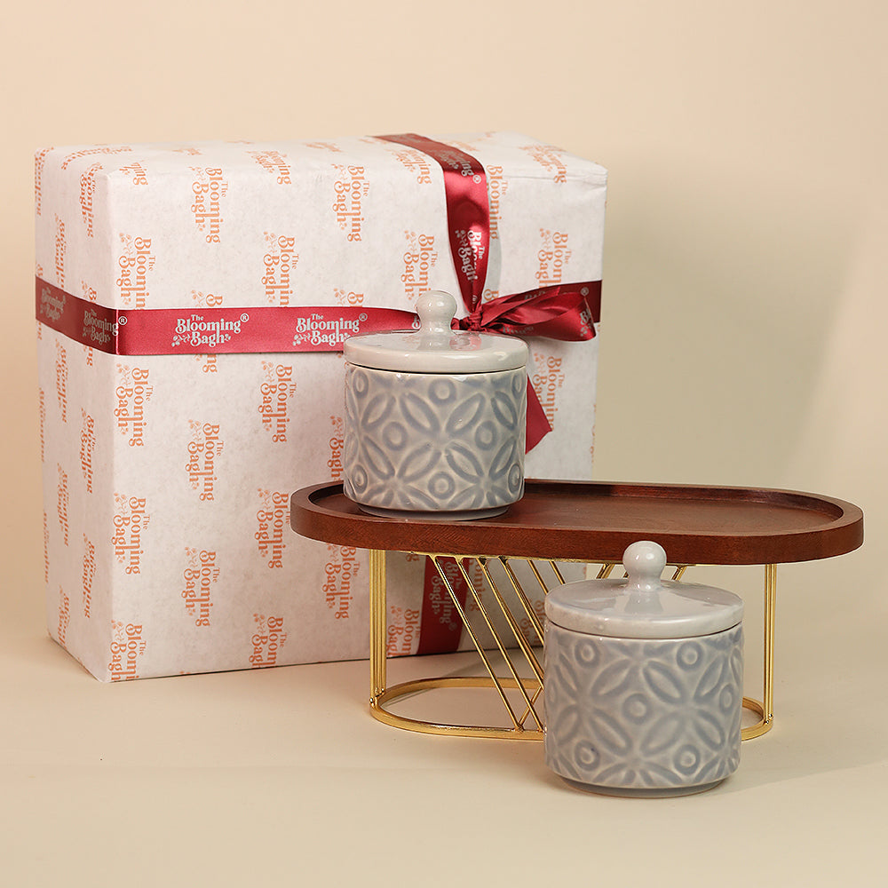 Walnut Wonder Platter & Jars Gift Combo