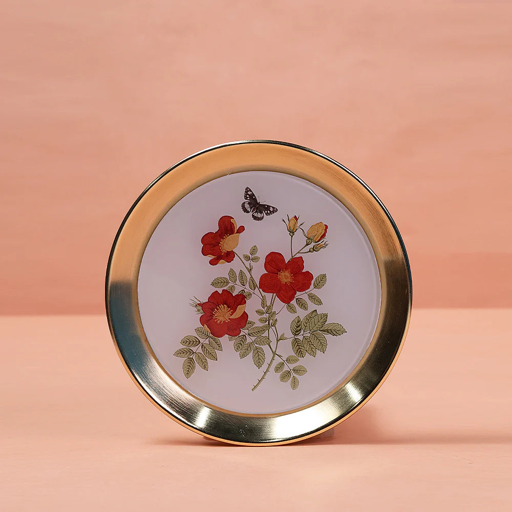 Floral Garden White & Gold Wall Plates- Set of 3