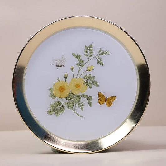 Floral Garden White & Gold Wall Plates- Set of 3