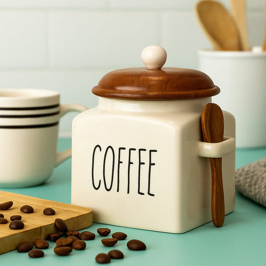 Mesmerising Glossy White Coffee Storage Jar