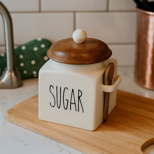 Mesmerising Glossy White Sugar Storage Jar