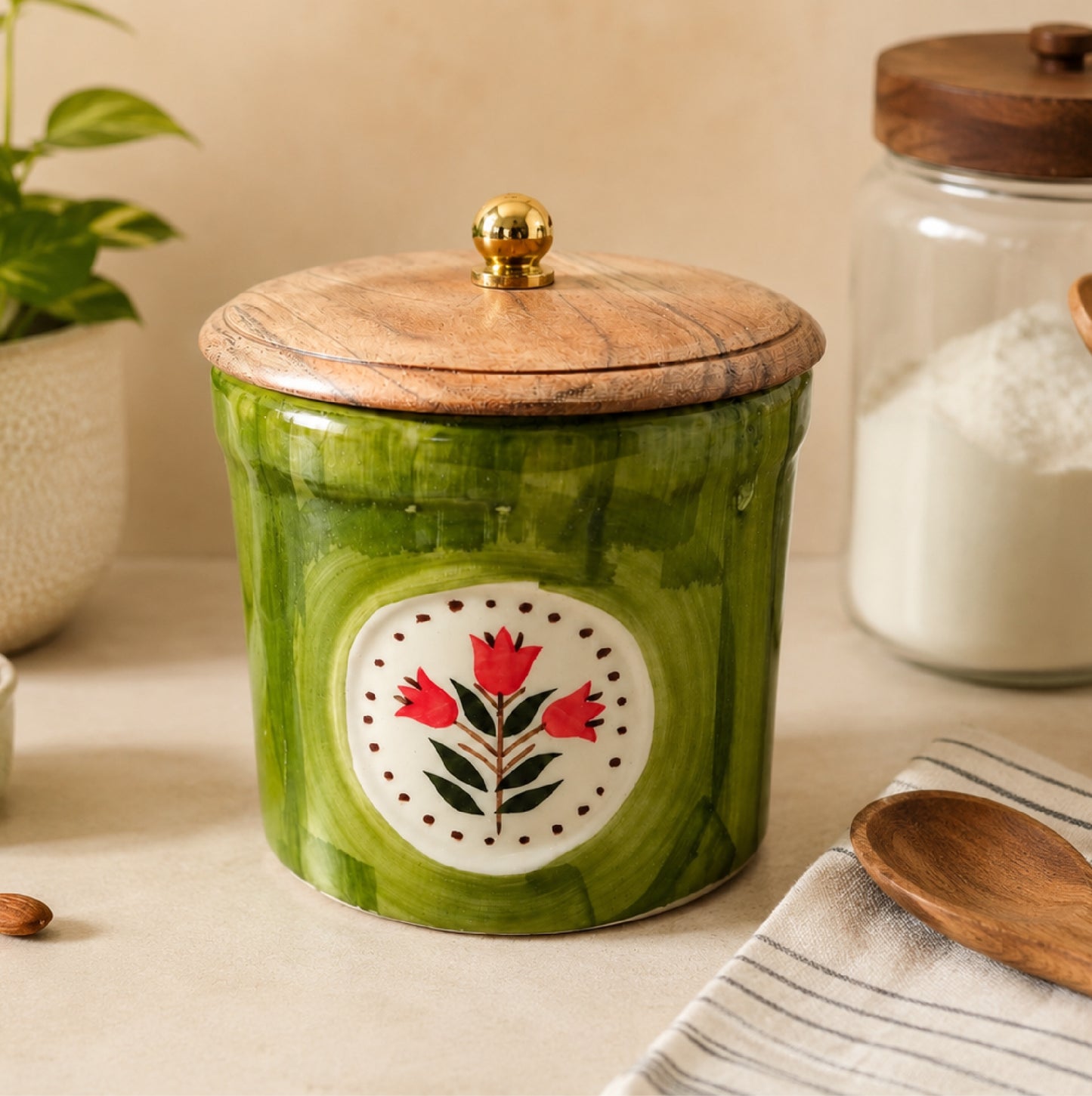 Olive Leaf Storage Jar