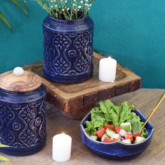 Curvy Cobalt Serving Bowl