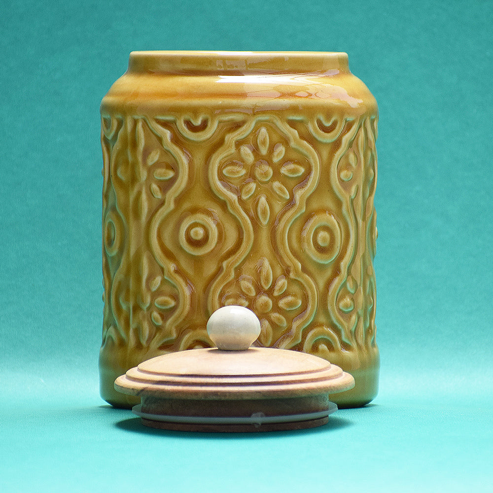Glazed Yellow Storage Jar The Blooming Bagh