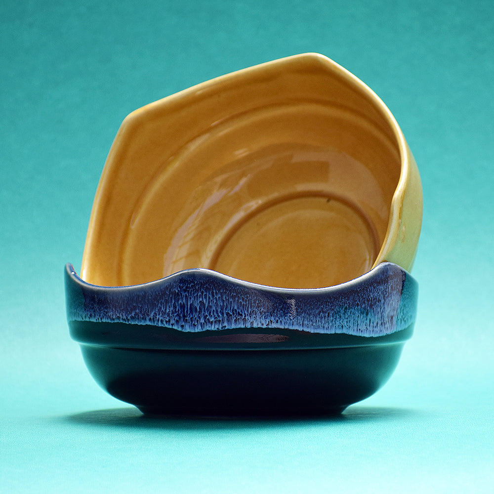 Touch of Yellow and Blue Serving Bowl- Set of 2