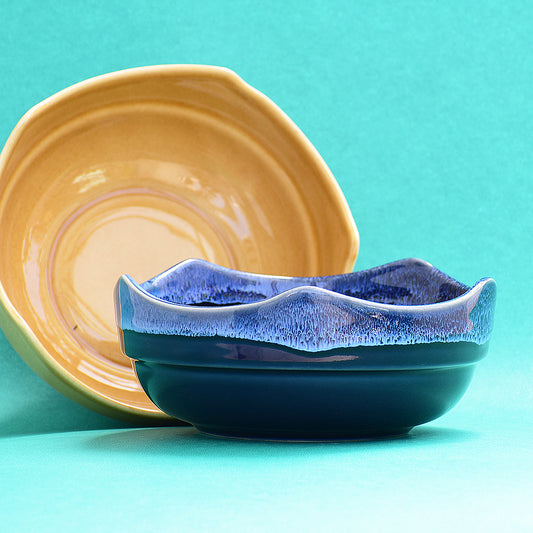 Touch of Yellow and Blue Serving Bowl- Set of 2