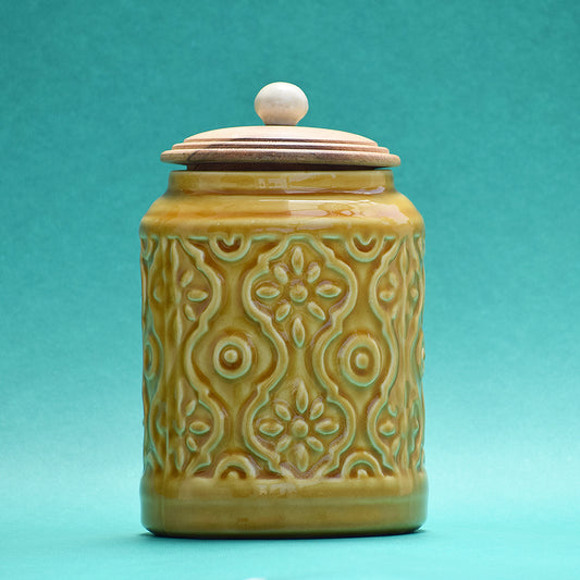 Glazed  Yellow Storage Jar- Set of 2