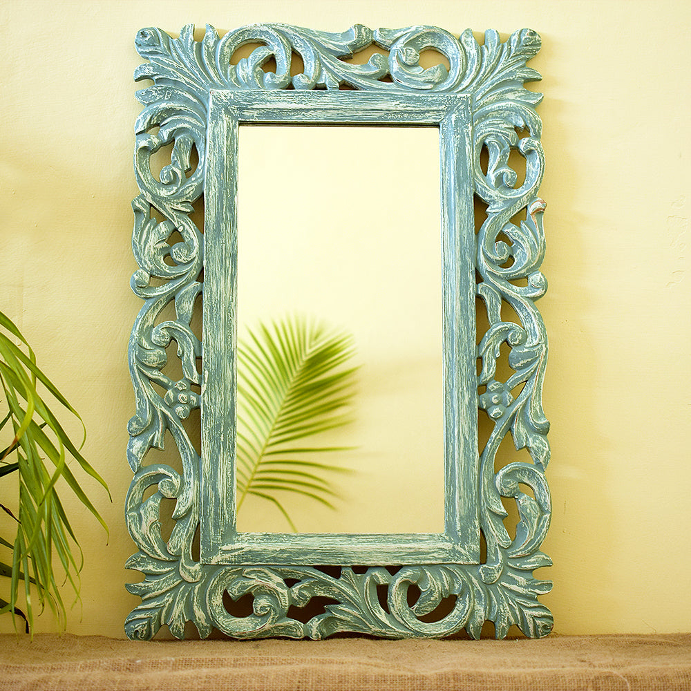 Treasury Teal Antique Mirror Frame