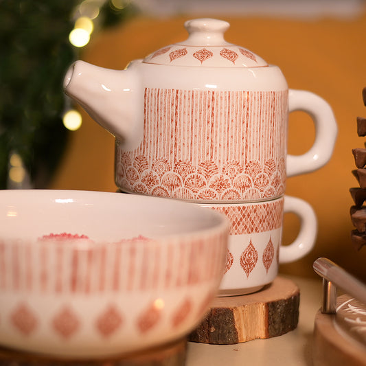 Bricky Rust Lined Teapot