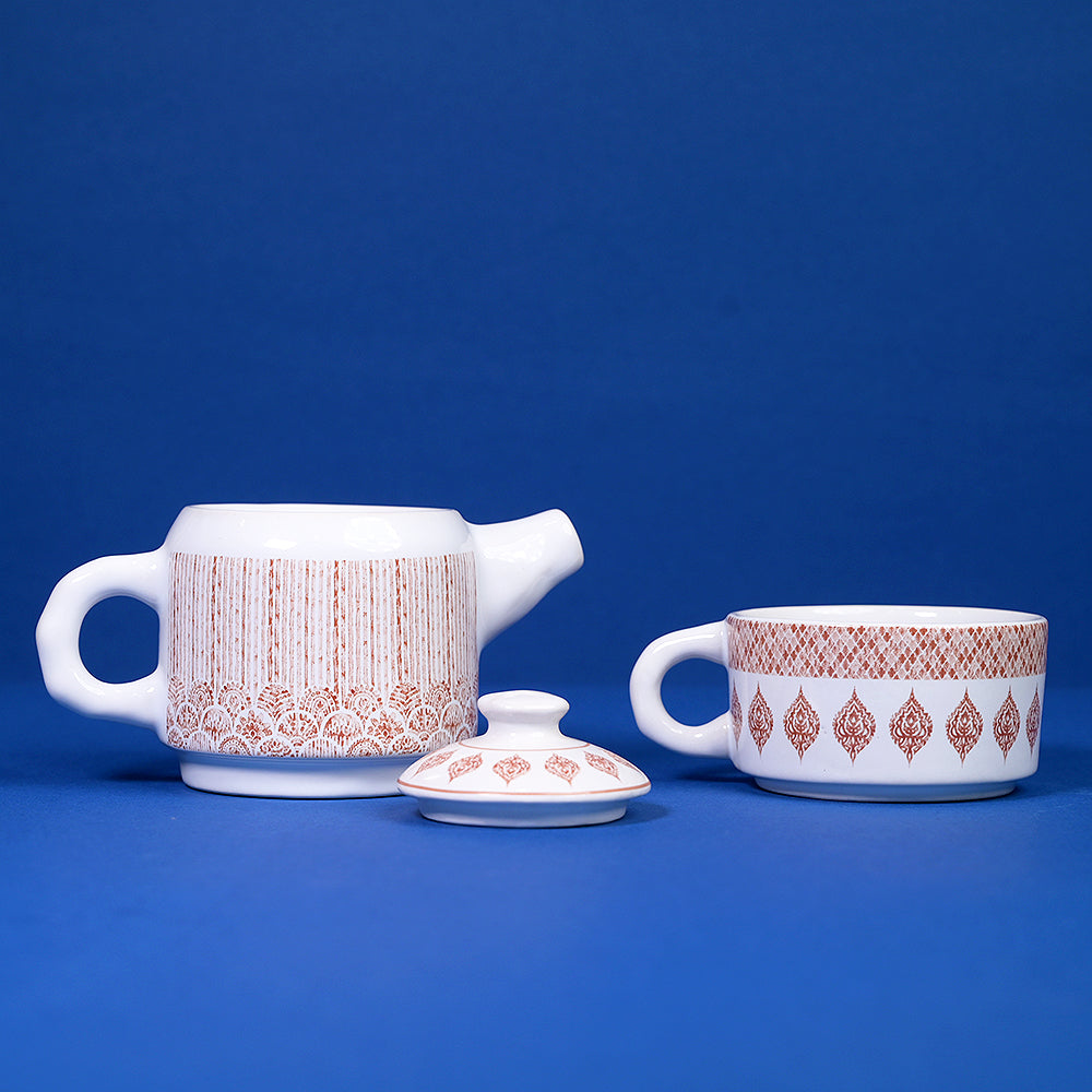Bricky Rust Lined Teapot