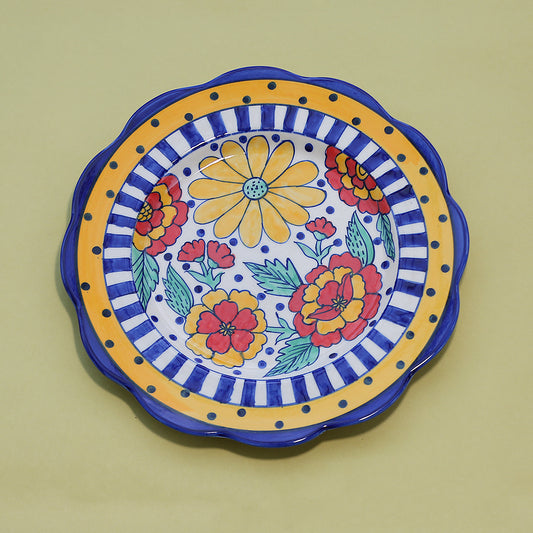 Five Shades of Blue Floral Wall Plate