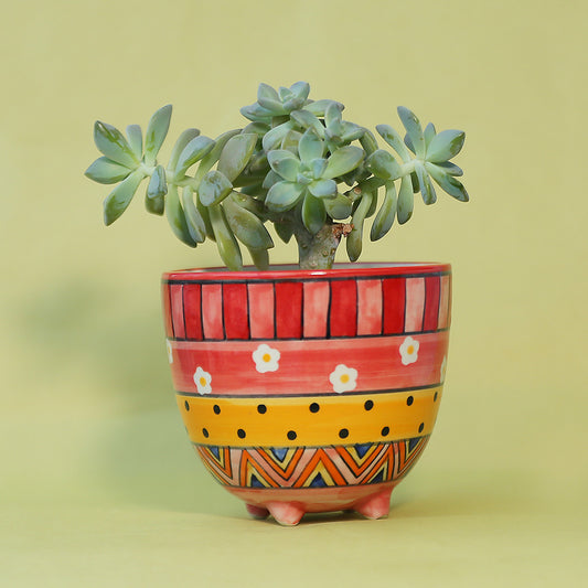 Geometric Coral Red Planter