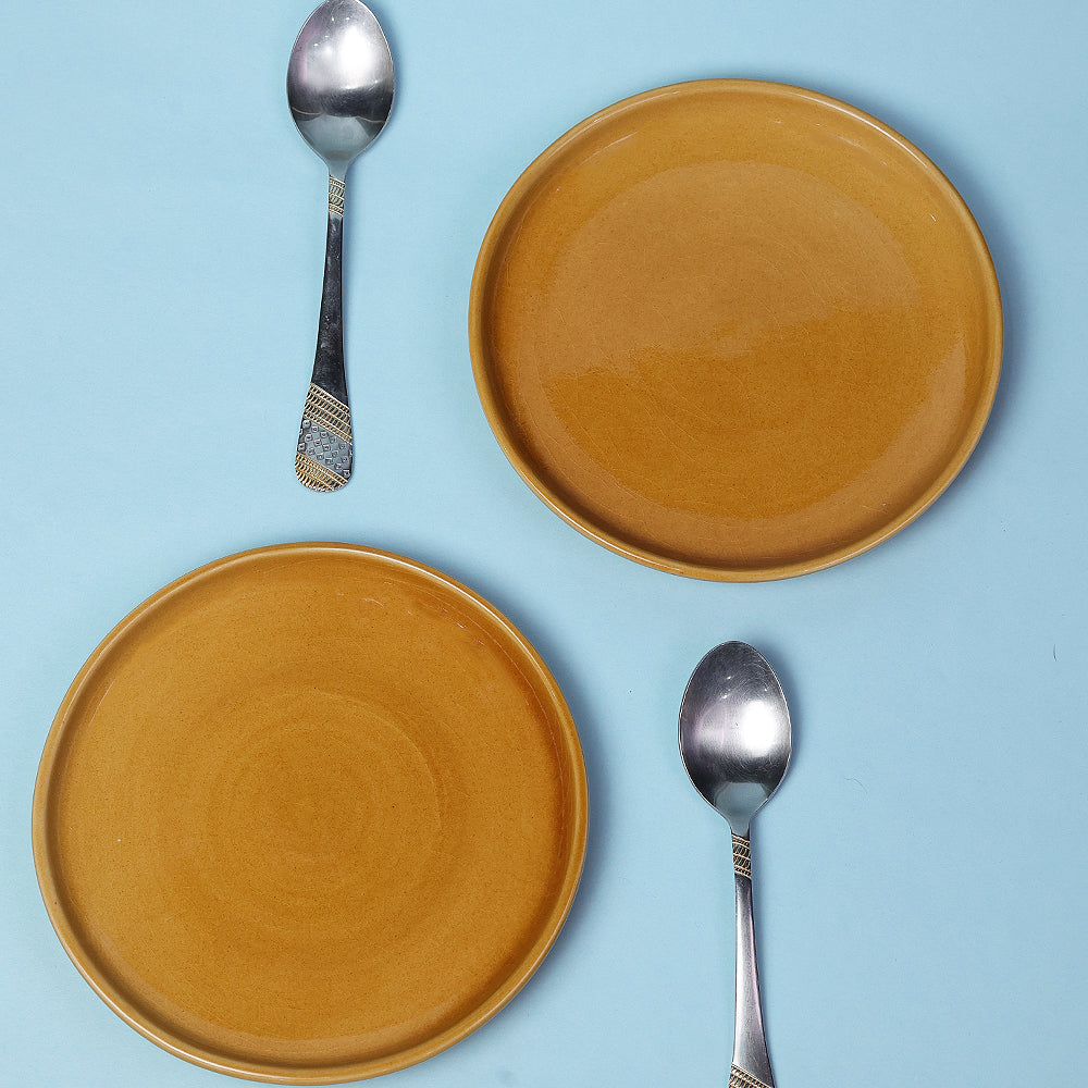 Glossy Caramel Yellow Quarter Plate The Blooming Bagh