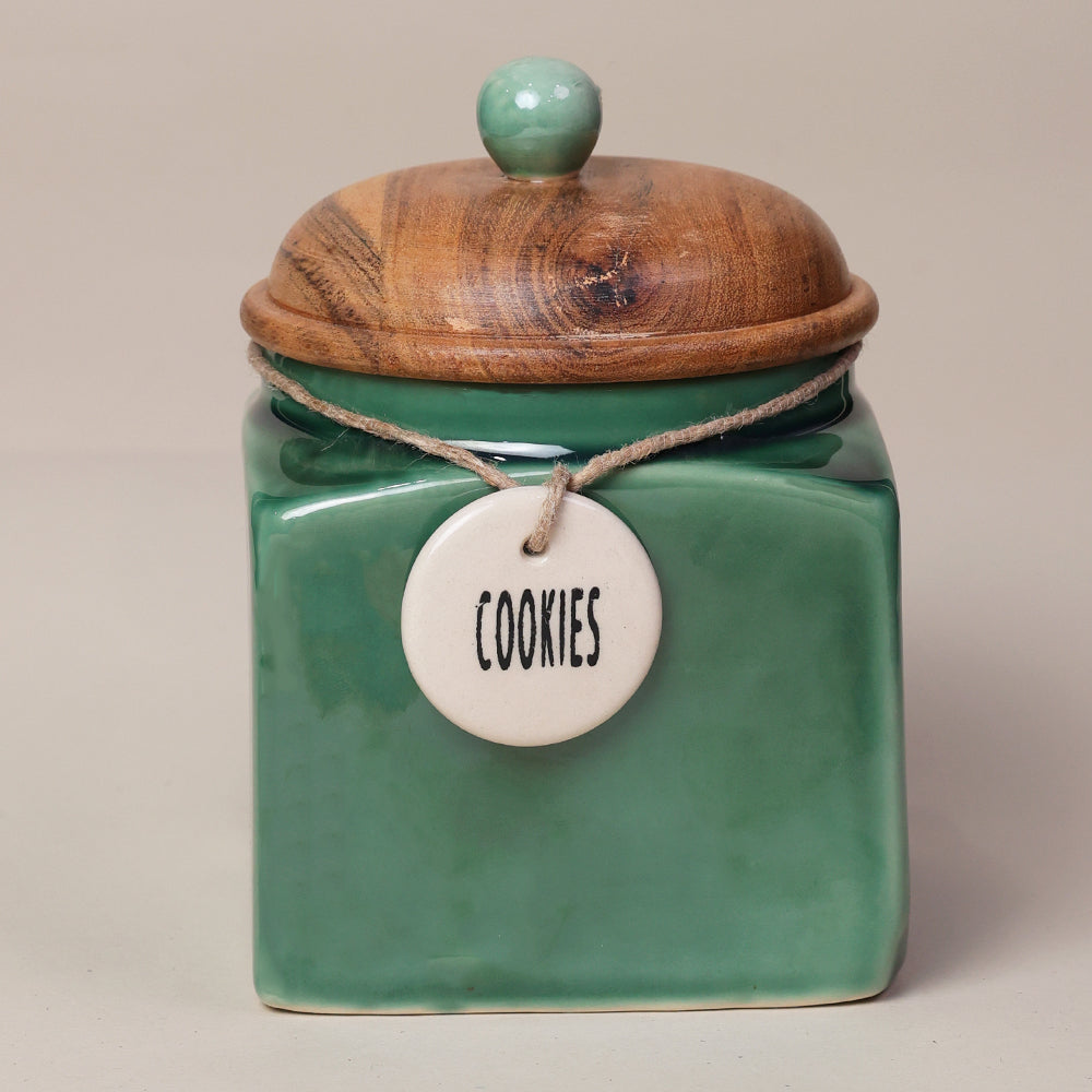 Glossy Green Glory Cookies Jar