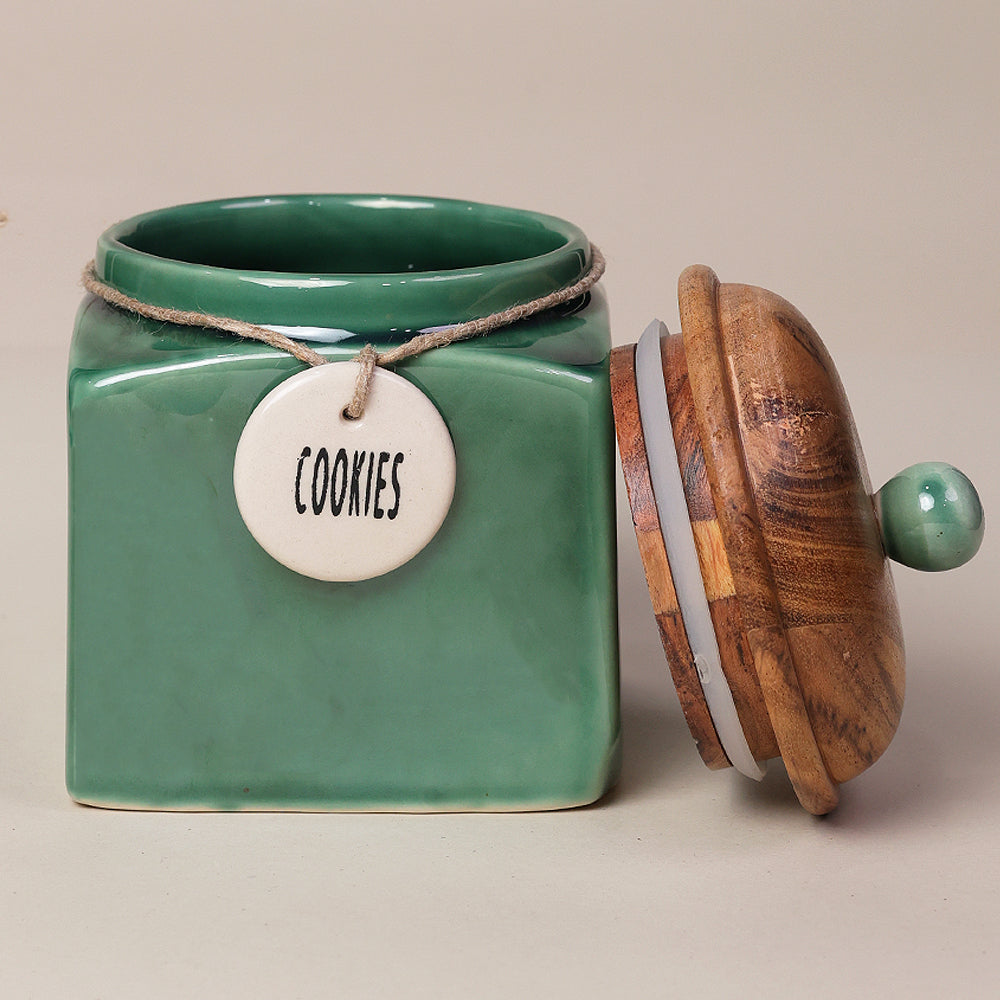 Glossy Green Glory Cookies Jar