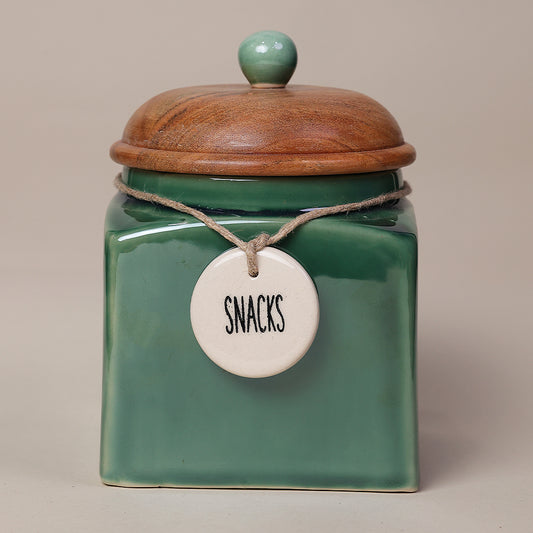 Glossy Green Glory Snacks Storage Jar