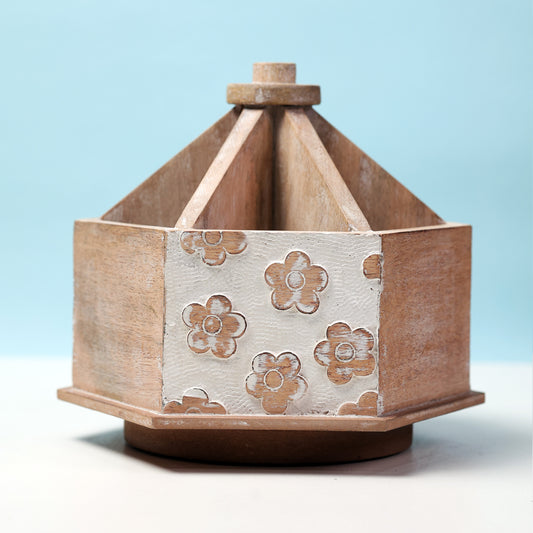 Rustic White Floral Caddy