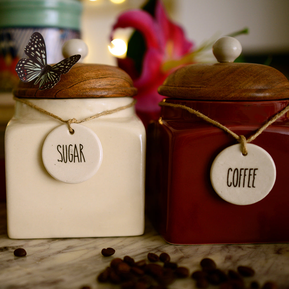 Tranquil White Ceramic Sugar Storage Jar