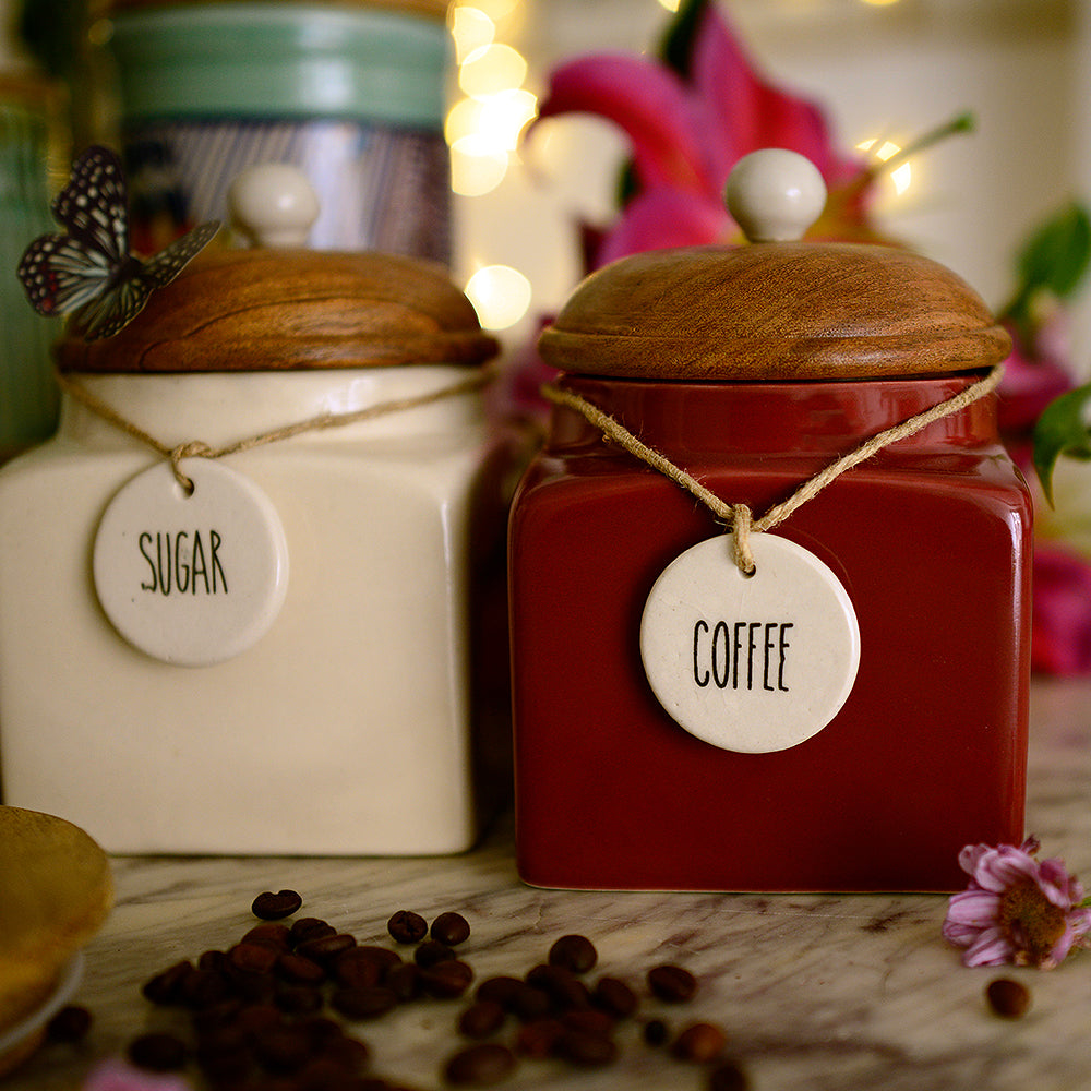 Tranquil White Ceramic Sugar Storage Jar