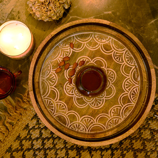 Antiquated Forest Wood Round Tray