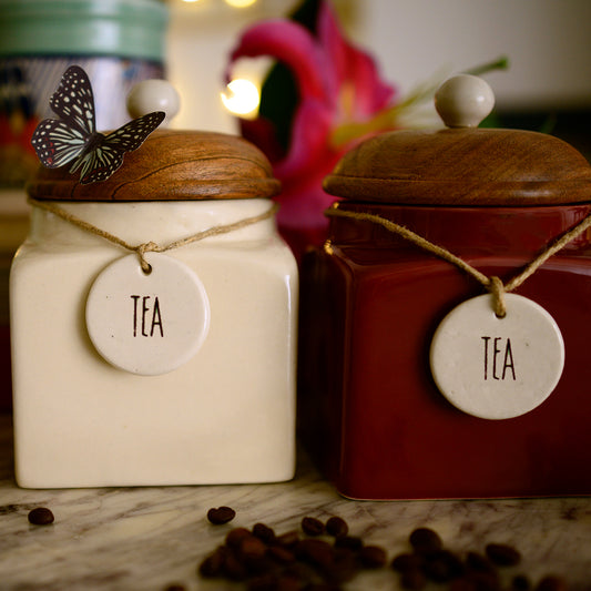 Tranquil White Ceramic Tea Storage Jar