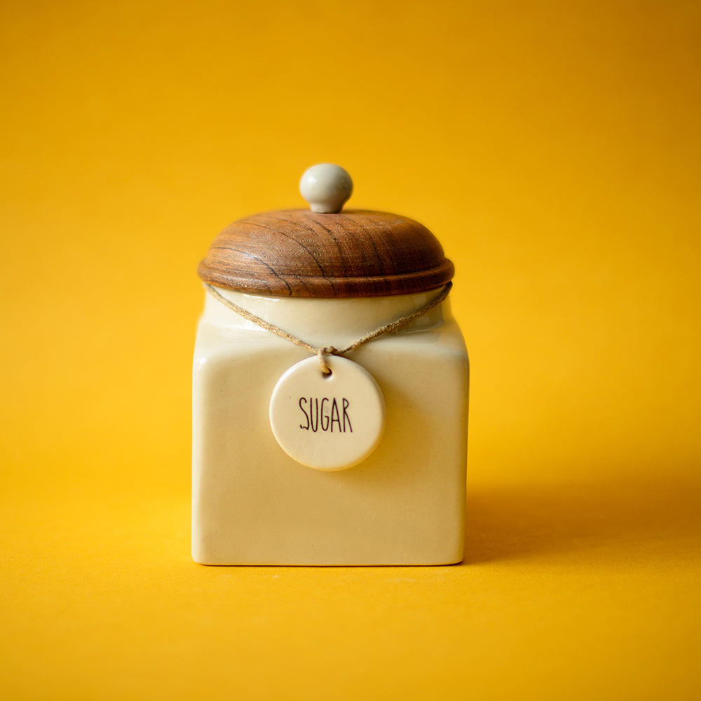 Tranquil White Ceramic Sugar Storage Jar